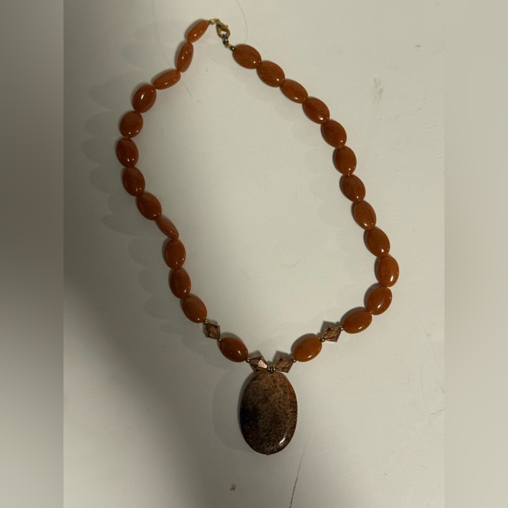 Ladies Stone necklace burnt orange orange necklace